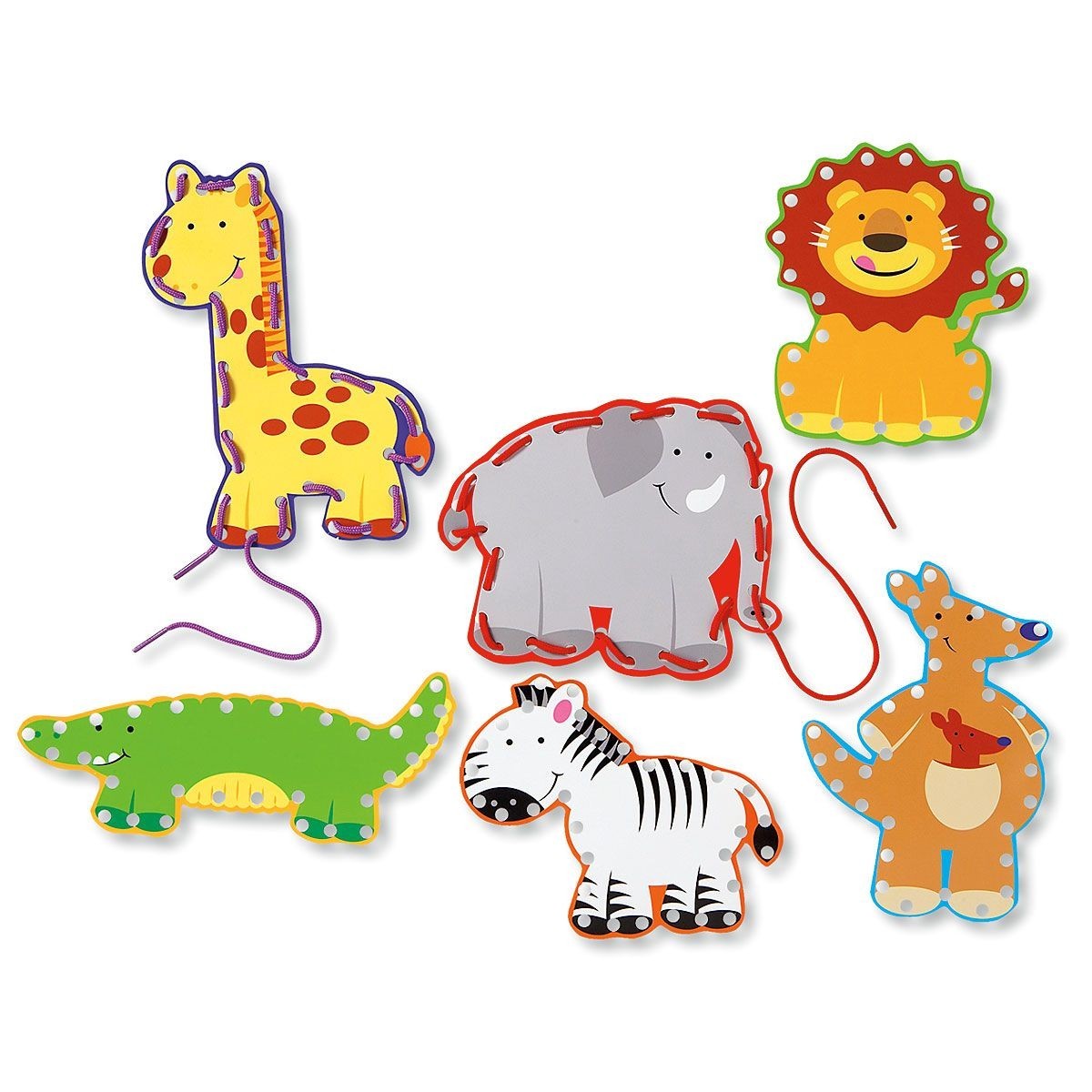 NEW 6 Zoo Animal Lacing Cards – Motor Skills/Learning Activity