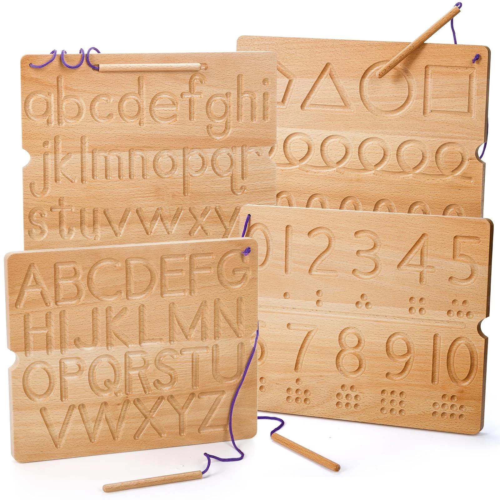 Number & Letter Tracing Board, Wooden Alphabet Learning Montessori Toys for K