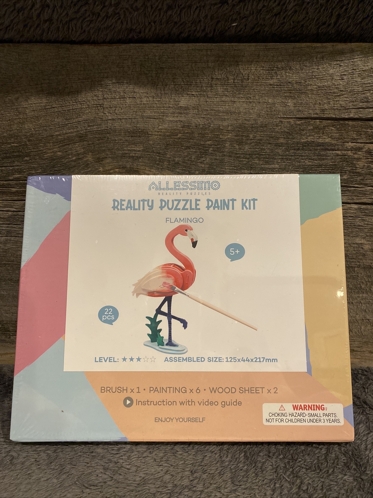 Allessimo Reality 3D Wooden Flamingo Puzzle Model Paint Kit Toys for Kids Puzzle