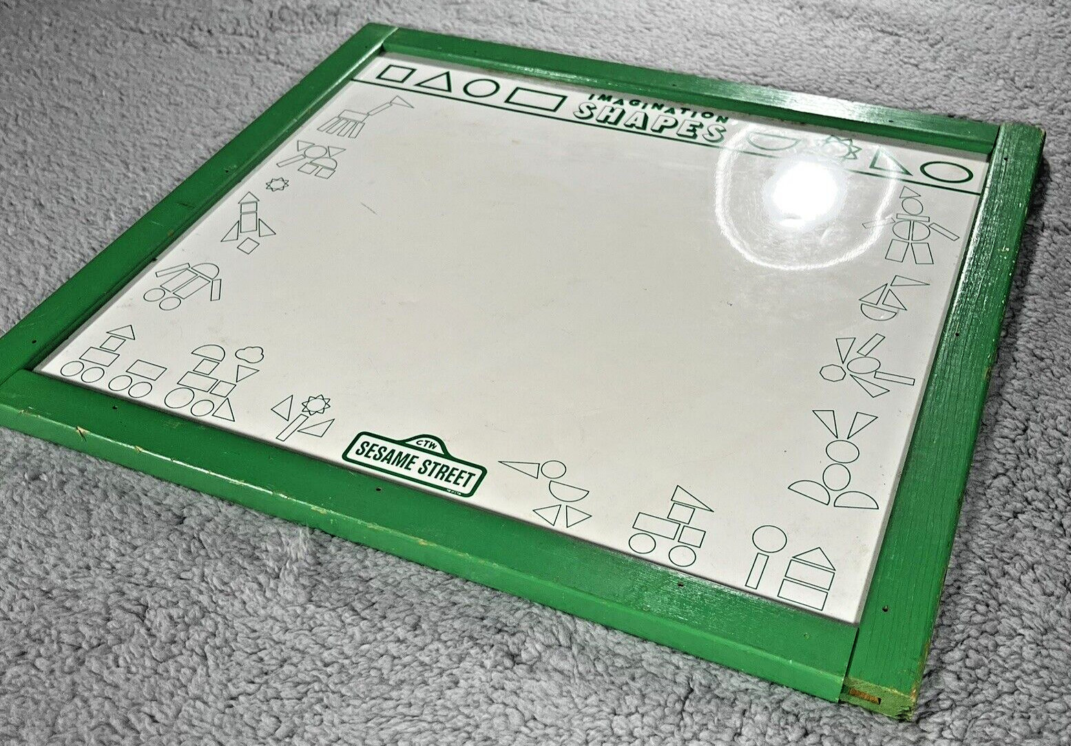 VTG Sesame Street Dry Erase Board Magnetic Activity 1970s Green 17.5” x 15.5”