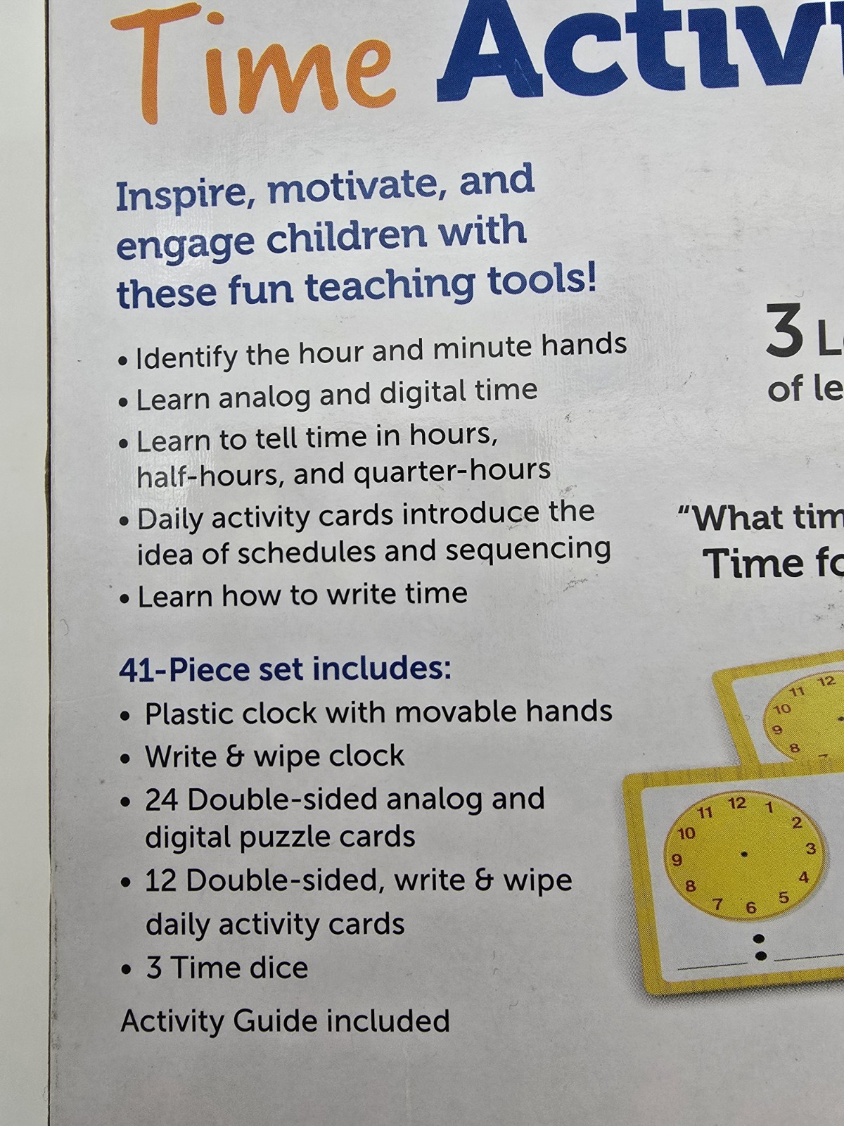 Learning Resources LER3220 Time Activity Set, Age 5+ Analog, K-2, Homeschool
