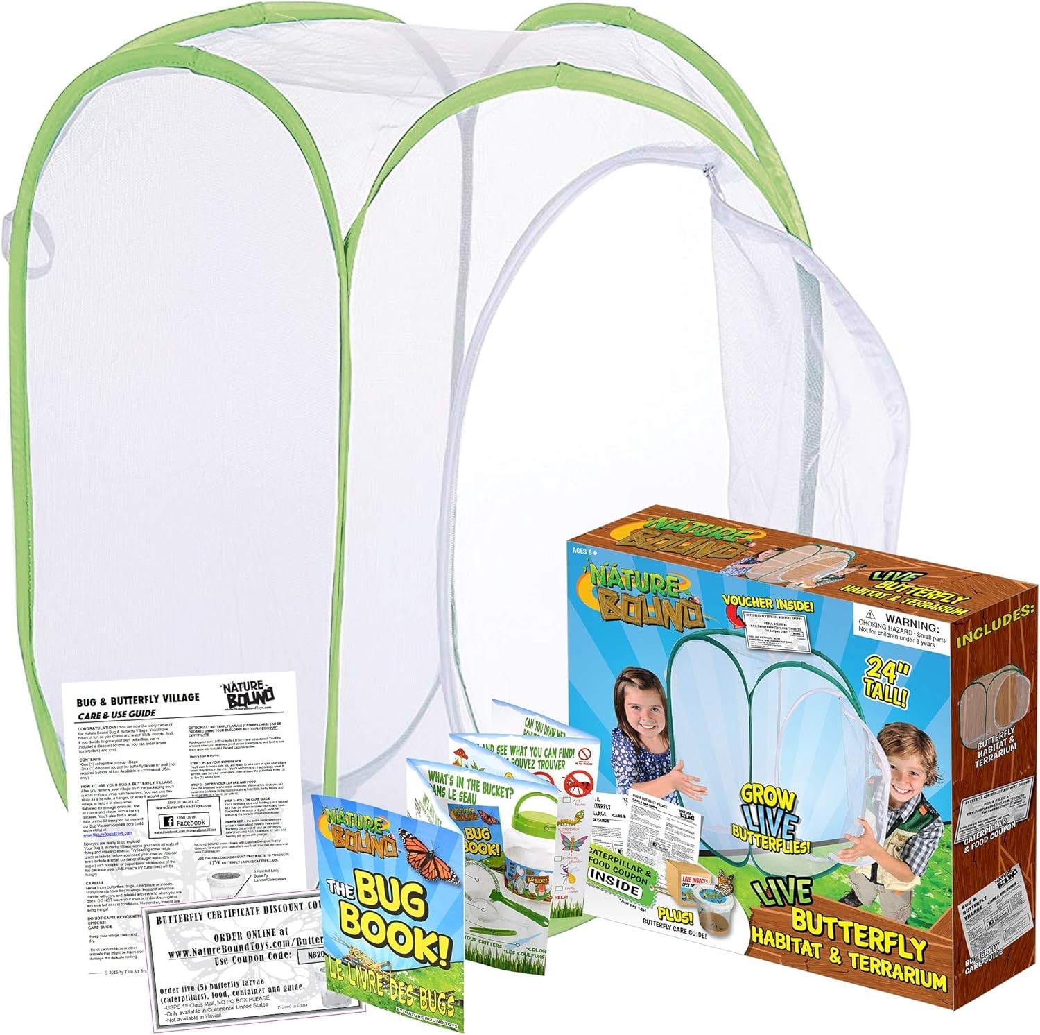 Nature Bound Kit de cultivo de mariposas, proyecto de oruga a mariposa
