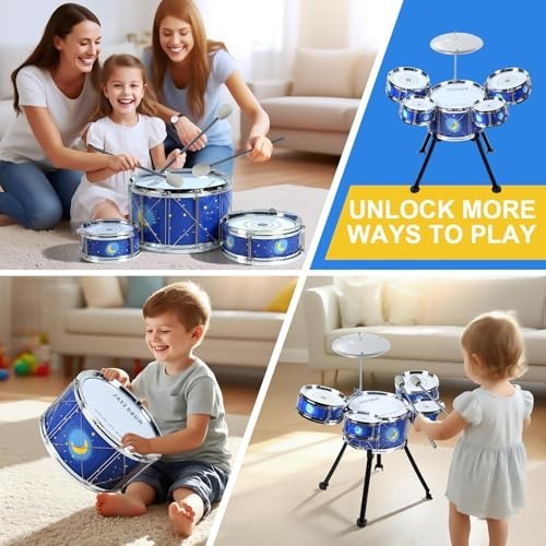 Drum Set for Toddlers 1-3 – Upgraded Kids Musical Toy for 3-5 Years Old Boys…