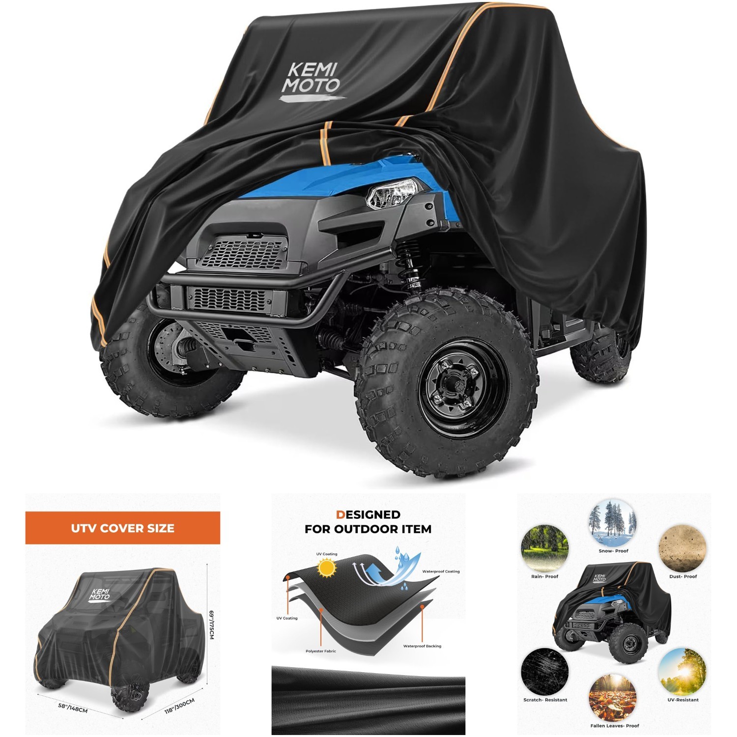 UTV Cover Dustproof 420D Oxford UV Resistant 118x69x58