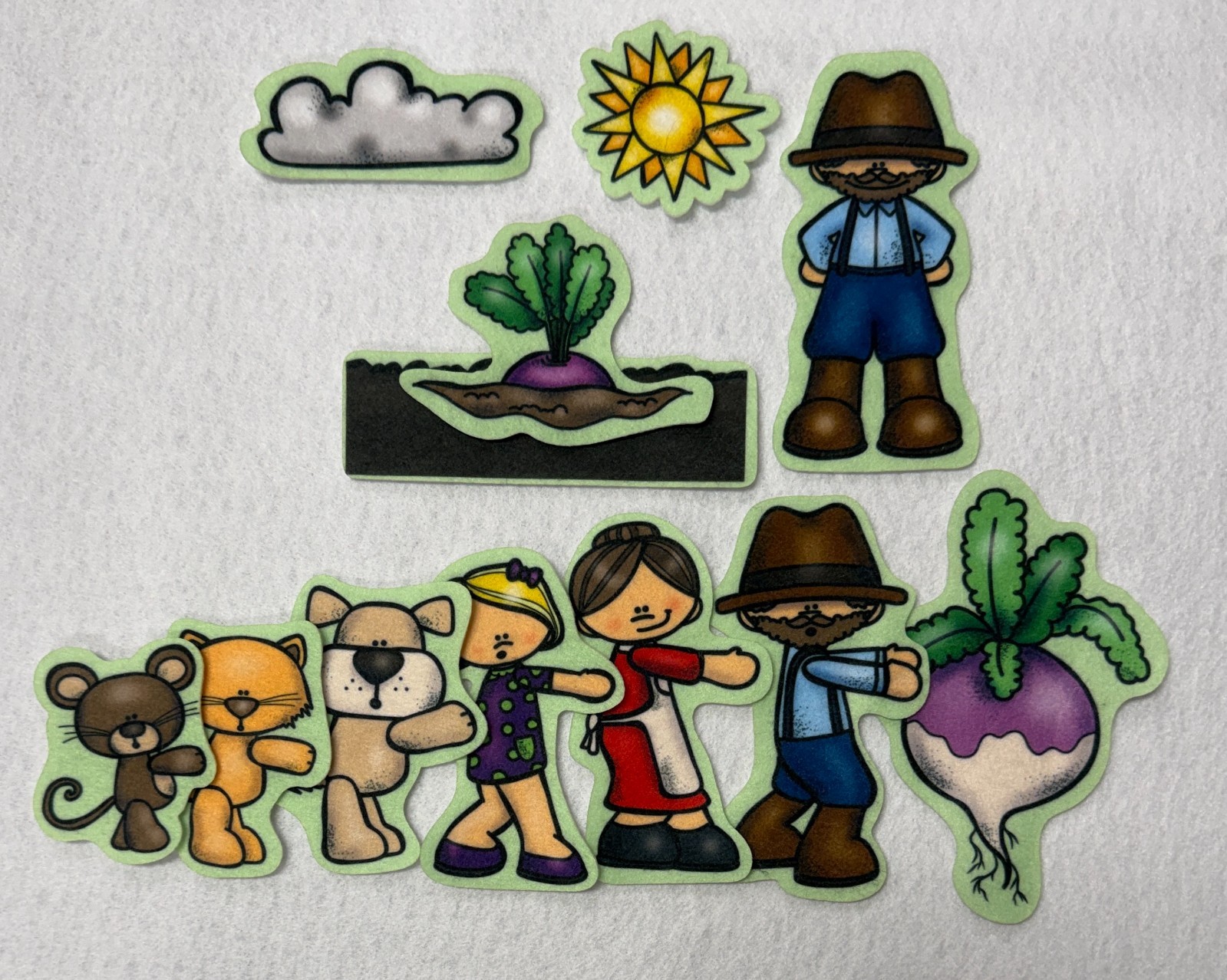 Enormous Turnip Felt Figures for FlannelBoard Nursery Rhyme Teaching Aide Kids