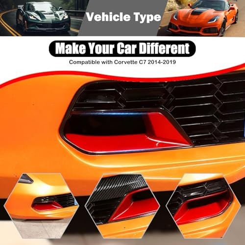 Front Bumper Side Air Duct Vent Frame for Corvette C7 Z06 2014-2019 ABS Car Red