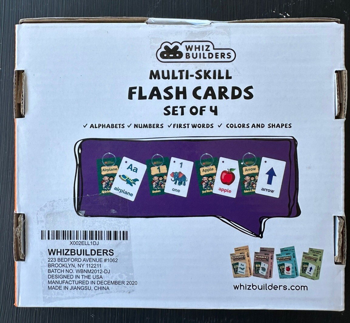 Whiz Builders Multi Skill Flash Cards 144Cards Ages 6&Up Alphabet Numbers & more