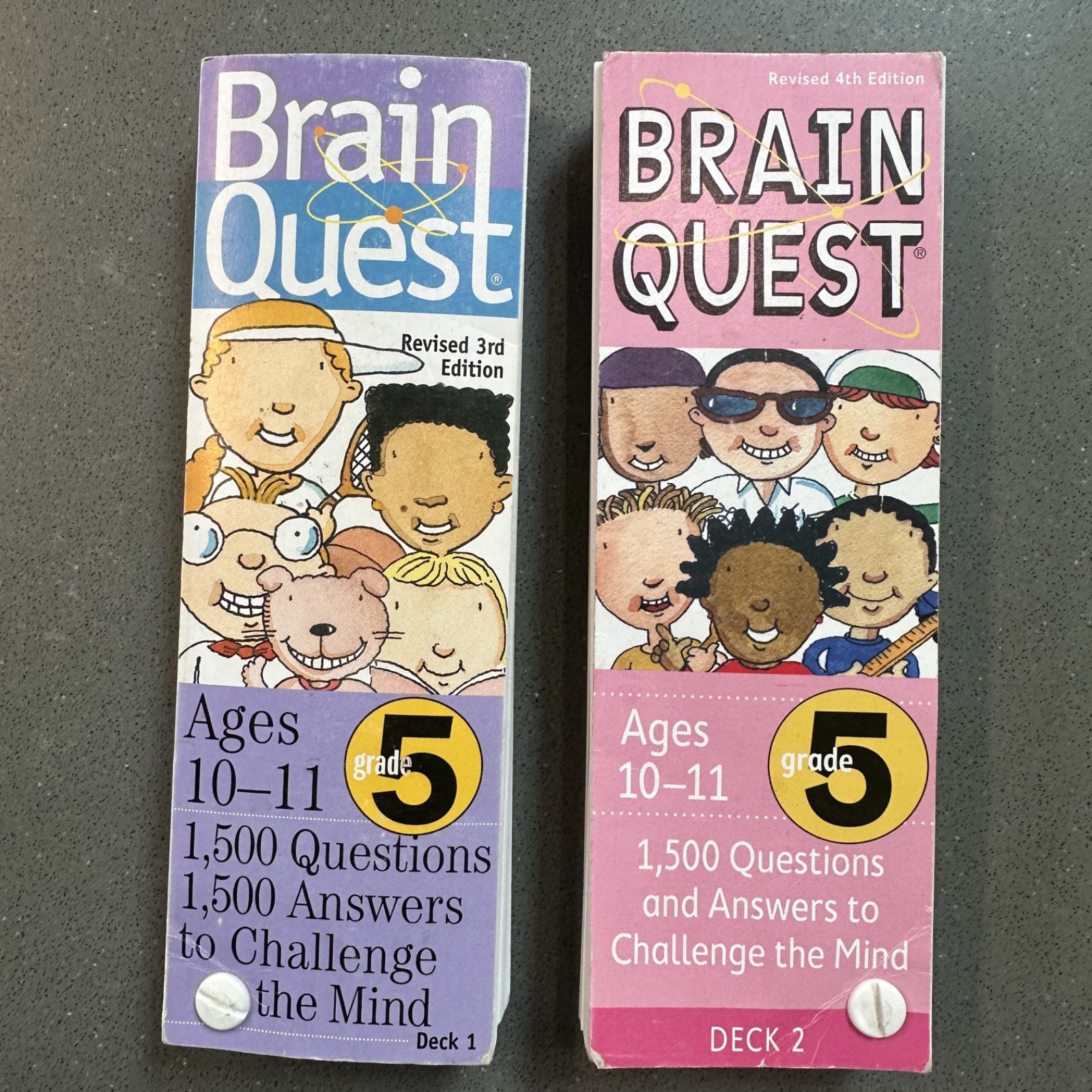 Brain Quest Grade 5 Deck 1 & Deck 2 Ages 10-11 Educational Cards Lot Of 2