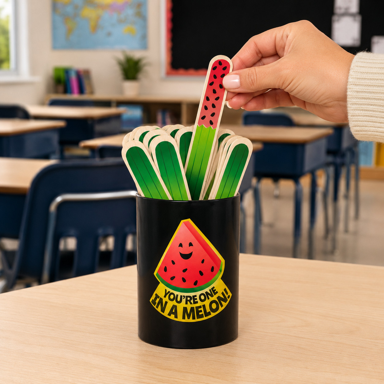 Watermelon Name Sticks 36 Pcs Classroom Teacher Wood 6 In Student Picker Set New