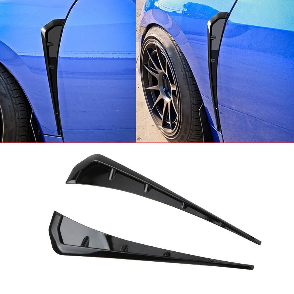 2pcs Glossy Black Car Side Fender Vent Air Wing Cover Body Trim Accessories