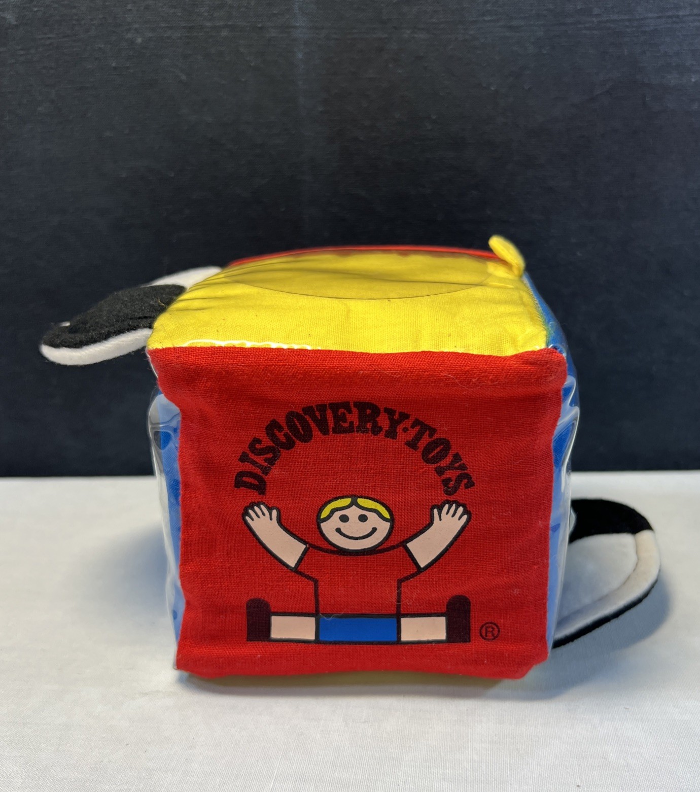 Vintage Discovery Toys Baby Photo Cube Washable Crinkle Soft Infant Bright #1150