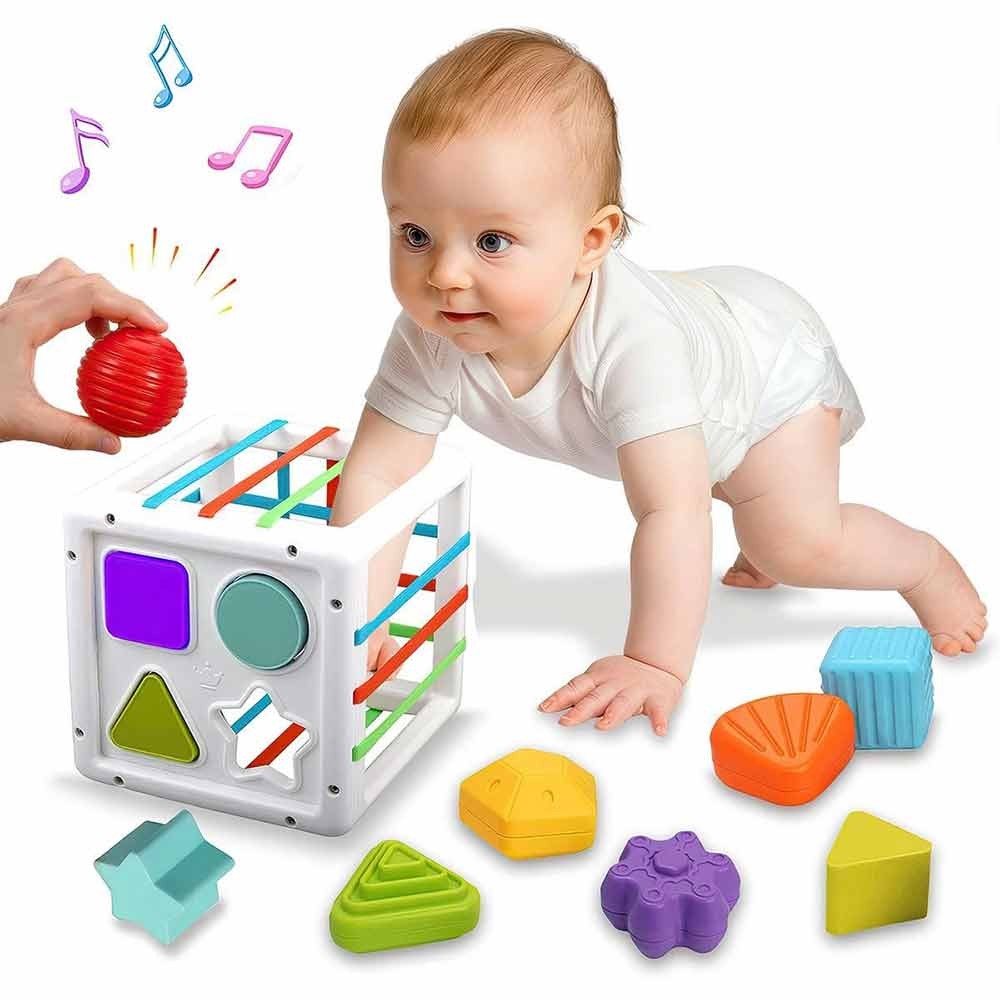 Educational Shape Sorter Stacking Blocks Montessori Sensory Toy for Kids