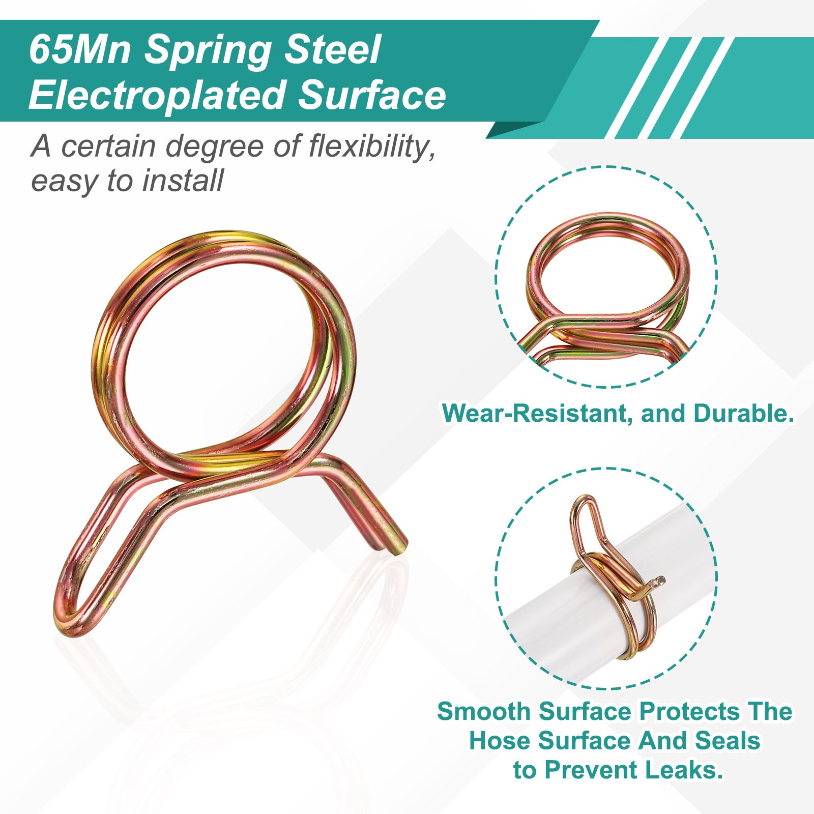 12Pcs 16mm ID Double Wire Spring Hose Clamp Spring Clips Clamps