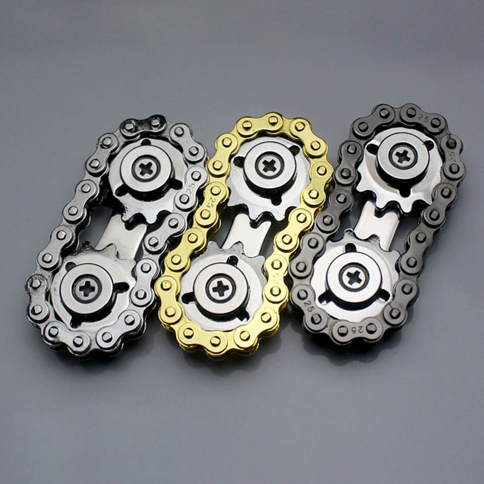 Bike Chain Gear Fidget Spinner Gyro Stainless Steel Metal Sprocket