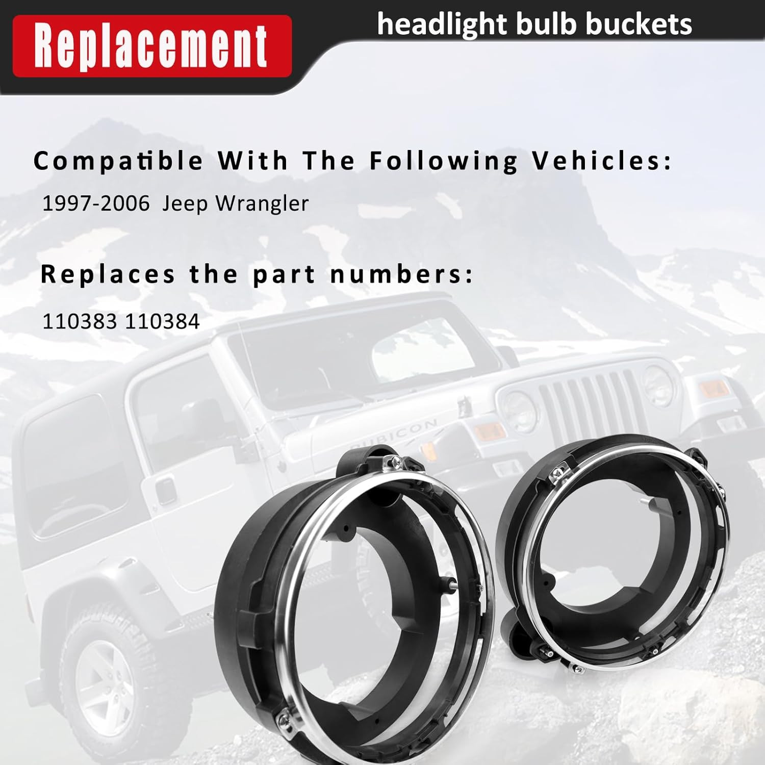 Jeep Wrangler Headlight Bulb Brackets Kit 1997-2006 – LH & RH Replacement