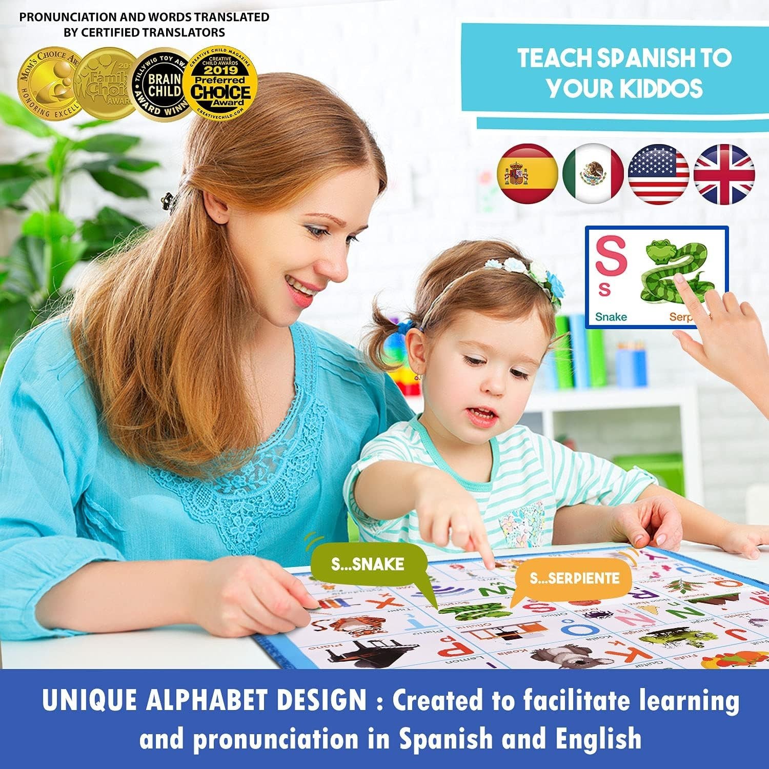 Toddler Bilingual ABC Learning Chart with Touch Buttons – Fun and Engaging