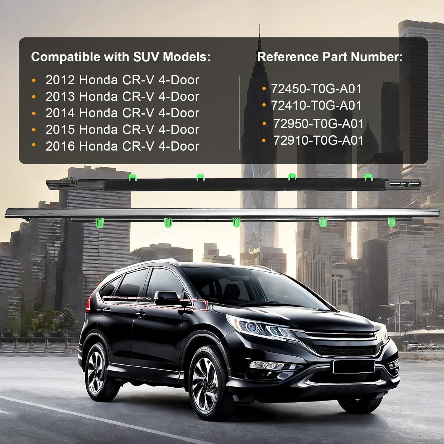 Window Molding Trim for 2012-2016 Honda CRV/CR-V,Chrome Outer Door Weather Strip