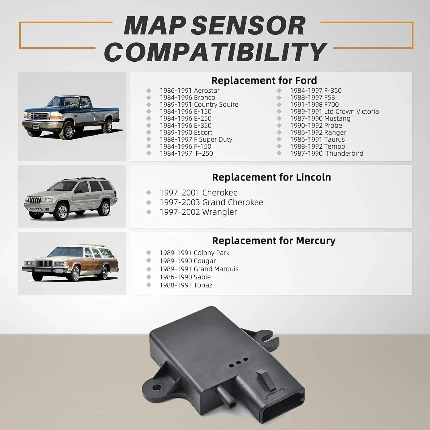 OTUAYAUTO MAP Manifold Absolute Pressure Sensor – Replacement for 1990-1995 Ford