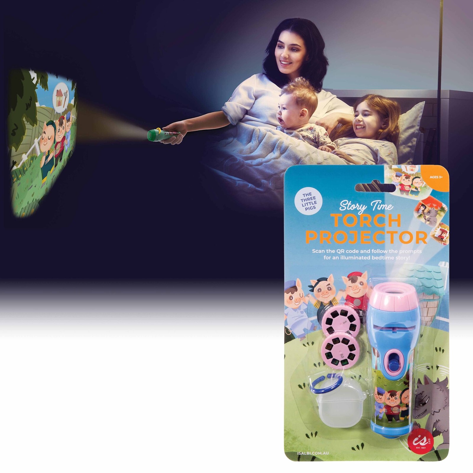 Torch Projector – Story Time Three Little Pigs Kids Fun Bedtime Flashlight Toy