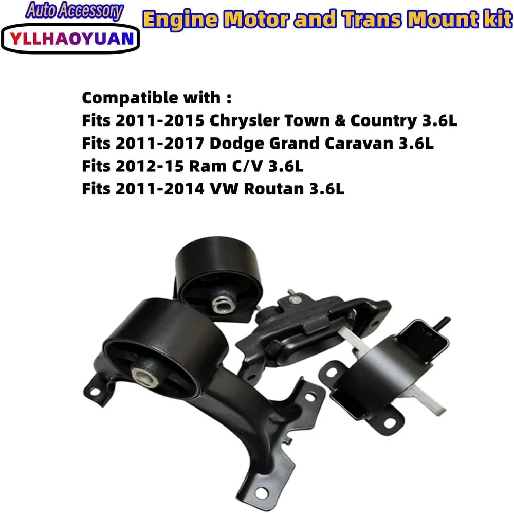 Engine Motor Mount 4pcs for 2011-2017 Do-dge Grand Caravan 3.6L 2012-15 Ram C…