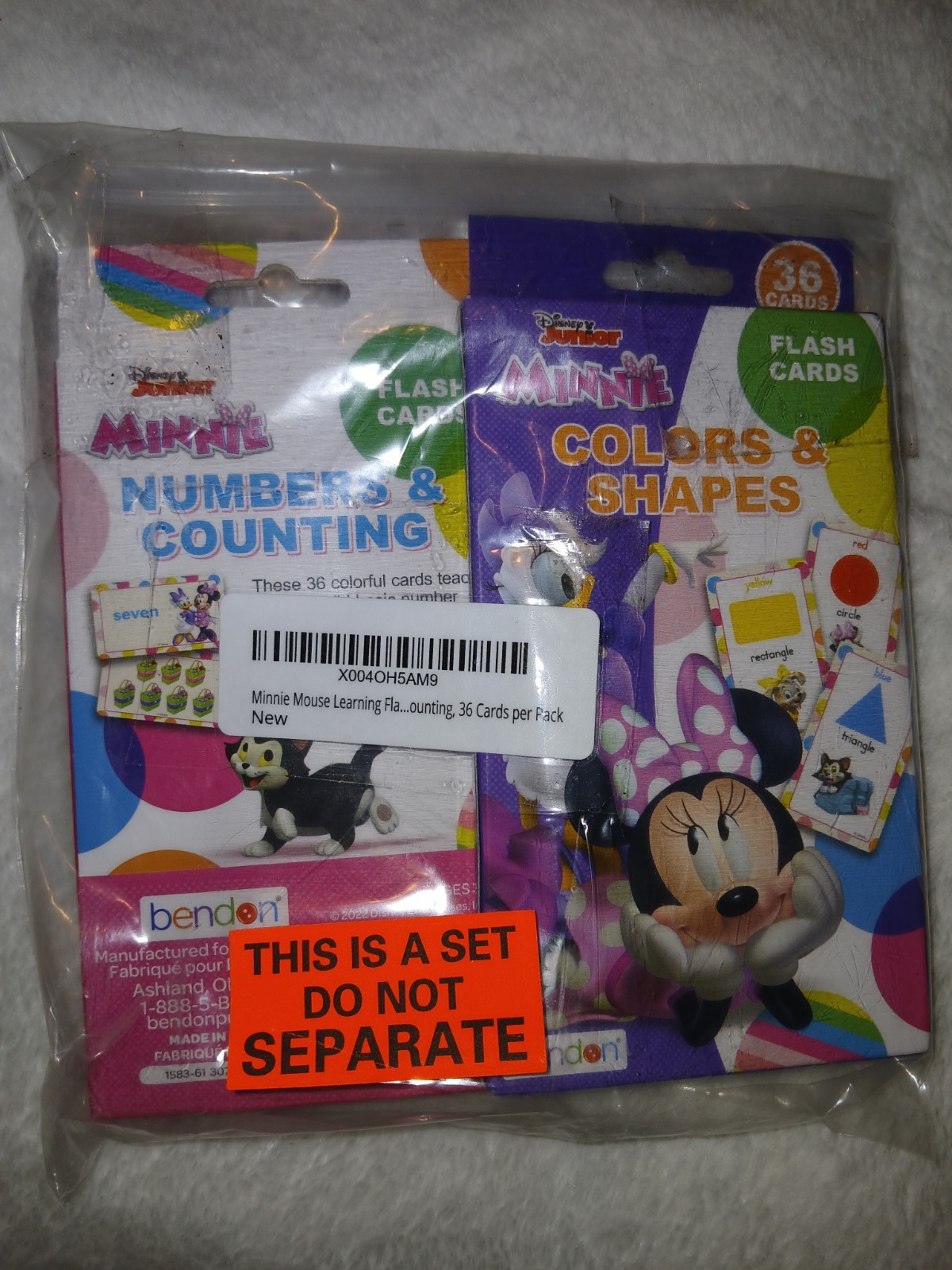 Minnie Mouse Flash Card Set, Numbers,Counting/Colors,Shapes 36 Card PerPack