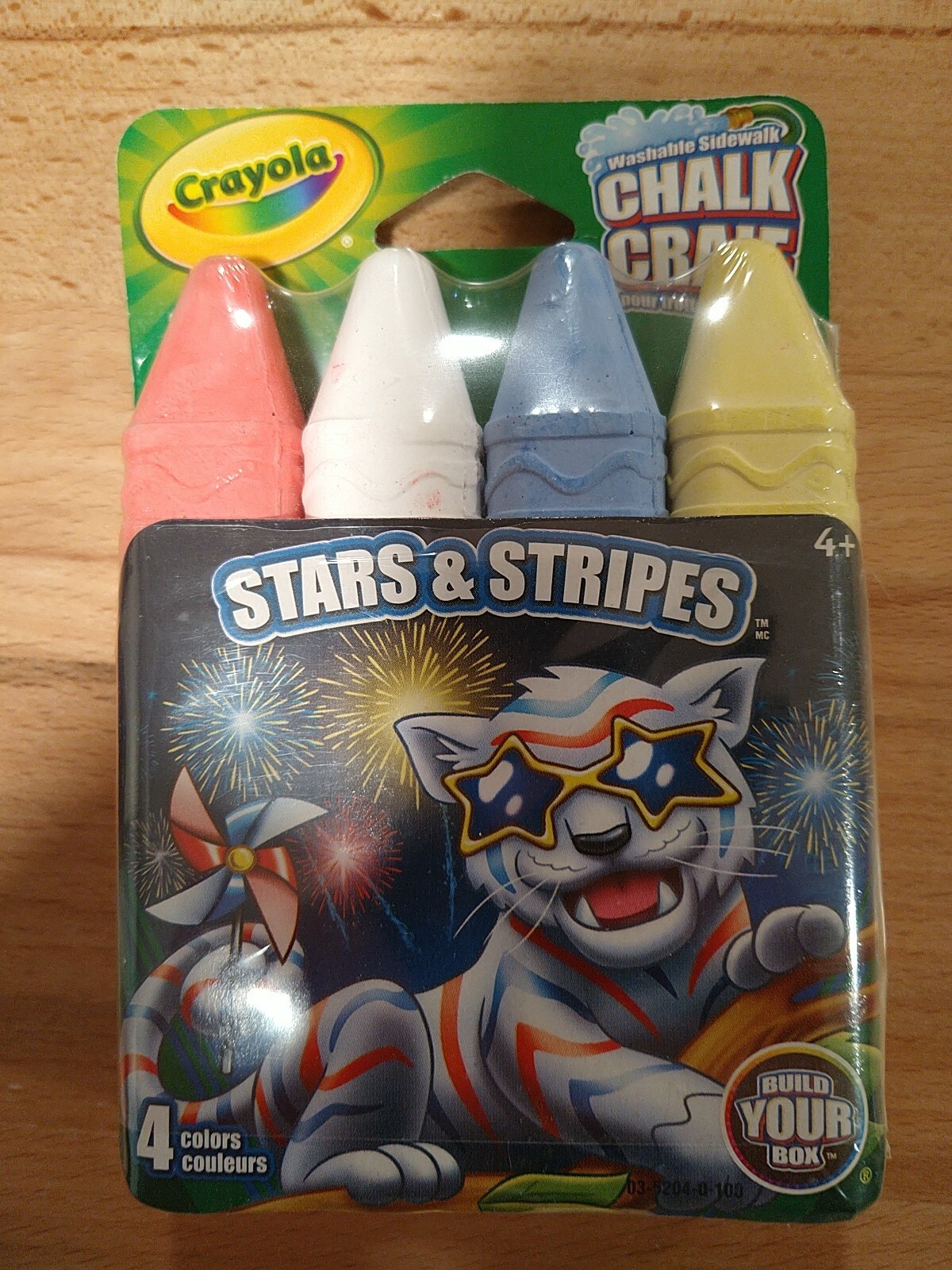 Crayola Washable Sidewalk Chalk 4 Count Patriotic Red White Blue Yellow NEW