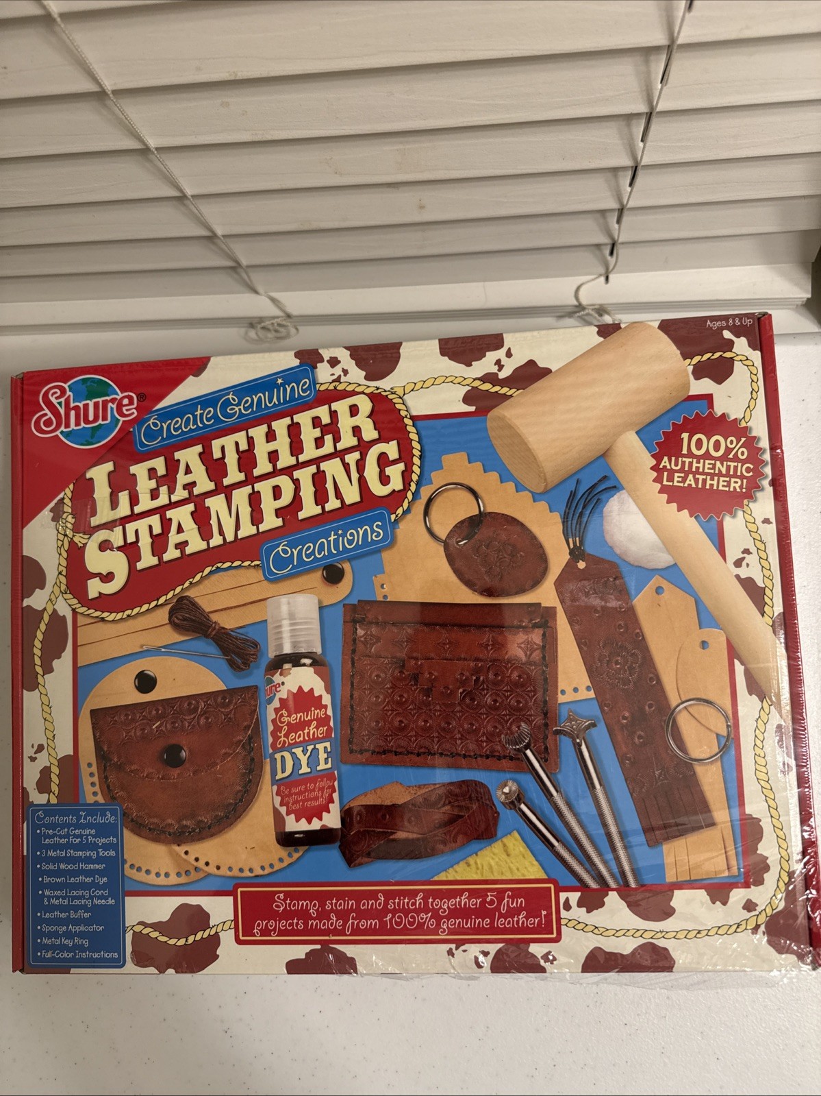 Shure Genuine Leather Stamping Lacing Creations Kit 5 Fun Projects Brand New