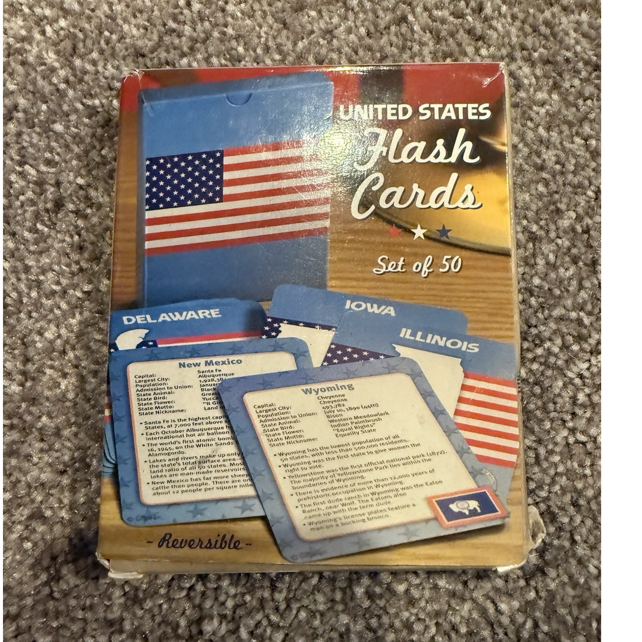 United States Geography Flash Cards Set of 50 Reversible Multicolor Ages 8-16