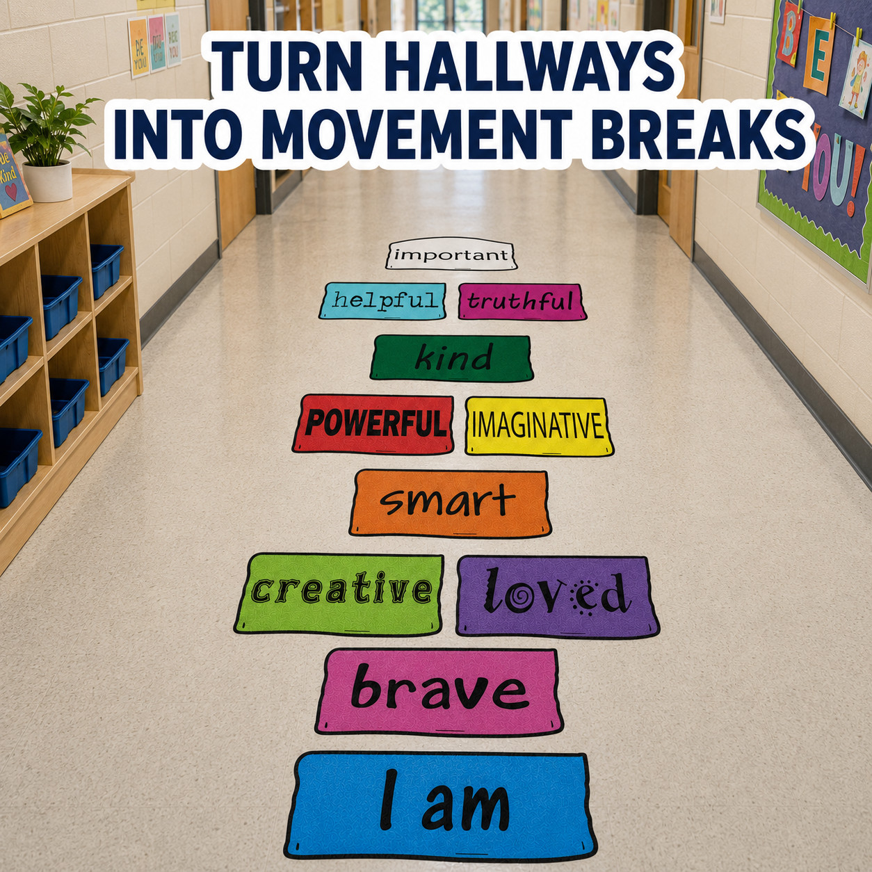 Positive Affirmation Hopscotch Decals Sensory Path Floor Stickers