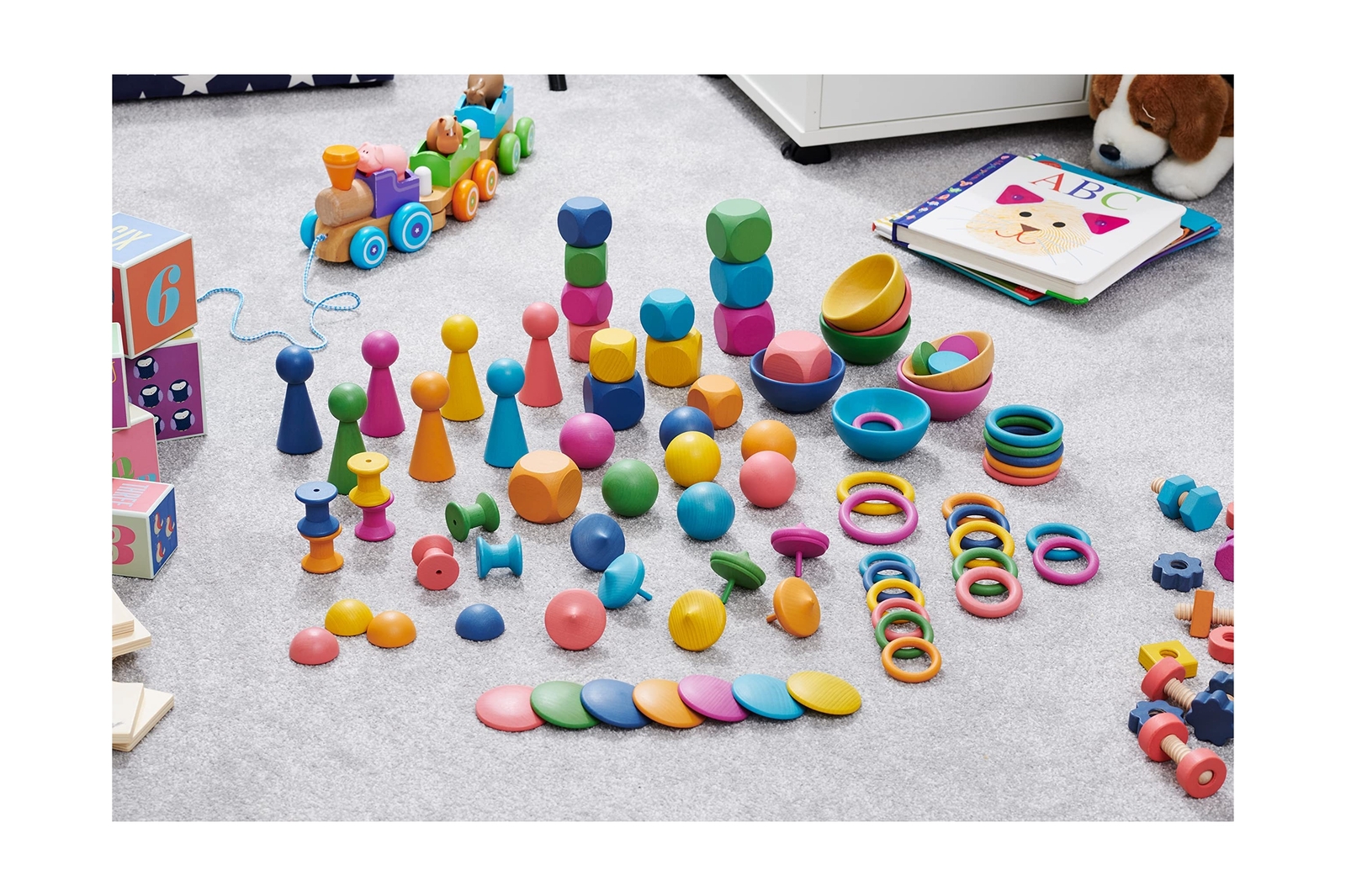 TickiT 73979 Rainbow Wooden Super Set – Set of 84 – 12 Different Shapes in 7 …