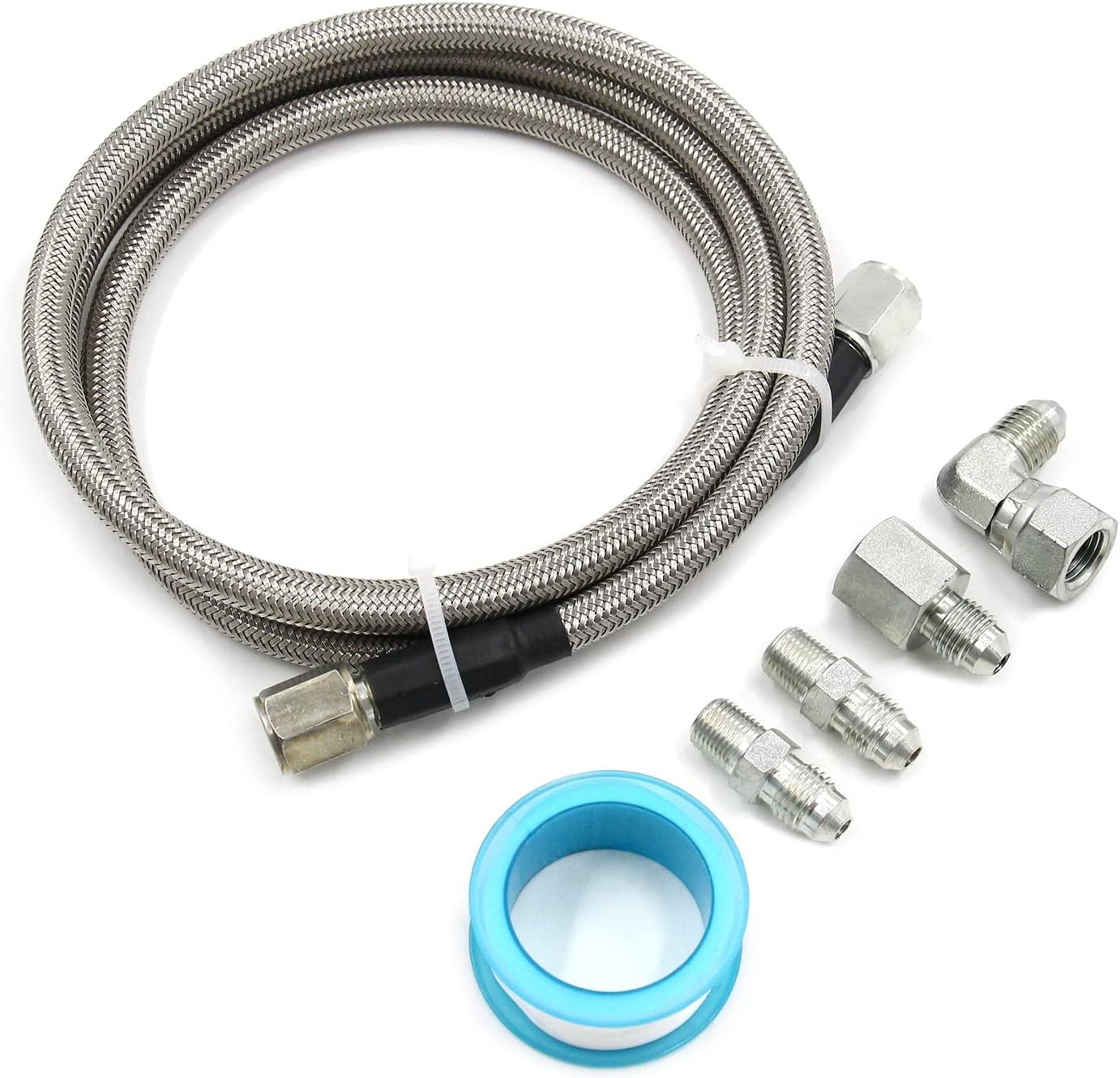Steel Braided Turbo Oil Feed Line -4AN, Pressure Stainless Remote Turbocharger
