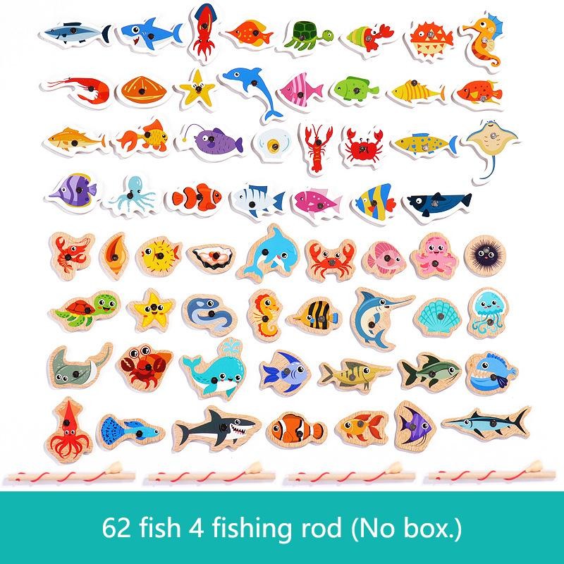Wooden Montessori Magnetic Fishing Game Early Educational Toy Parent Child Play
