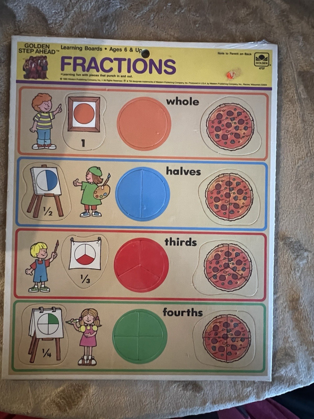 Vintage Golden Step Ahead Fractions Learning Board–1985 FACTORY SEALED!