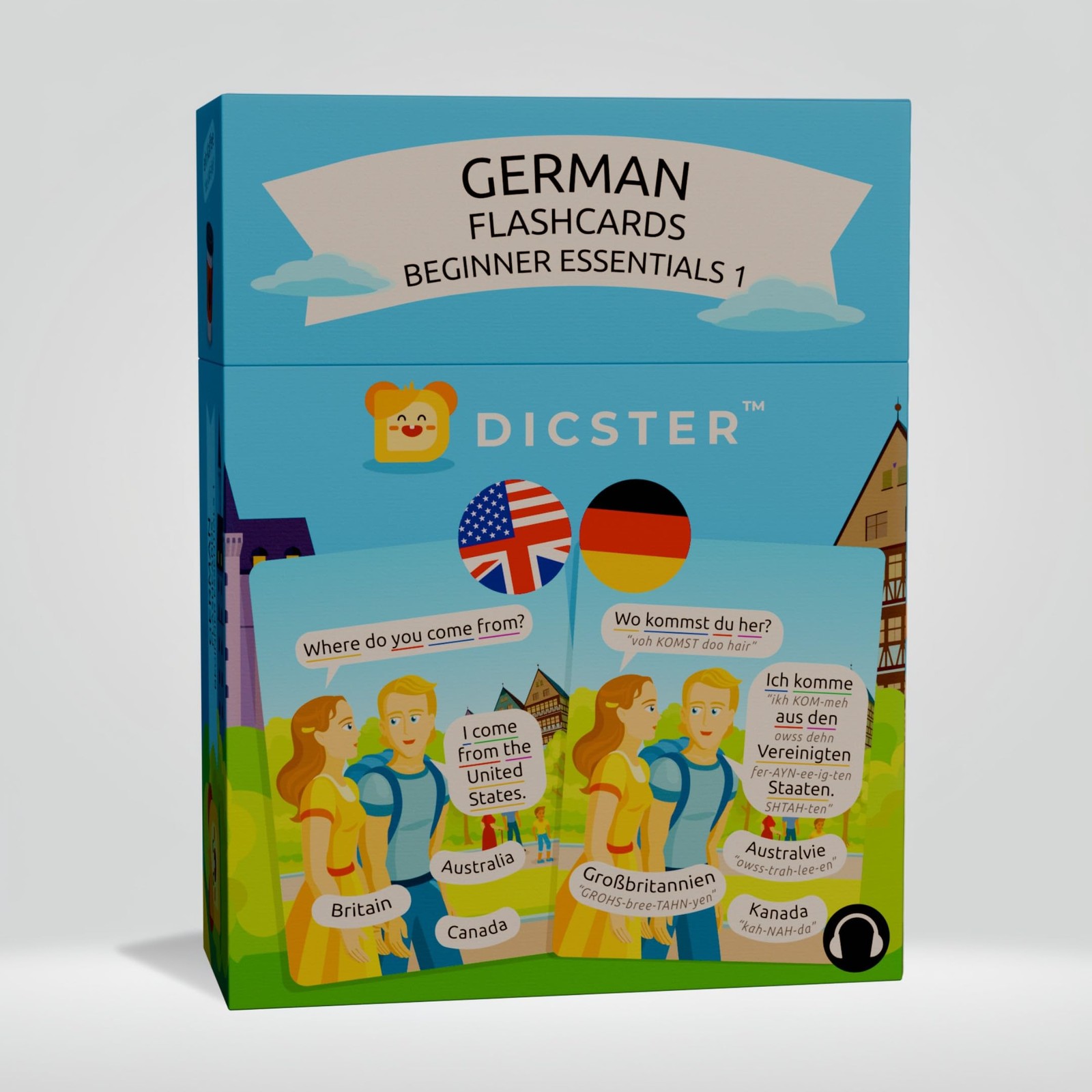 German Flashcards – Beginner Essentials 1: 52 flashcards and 270 Essential Wo…