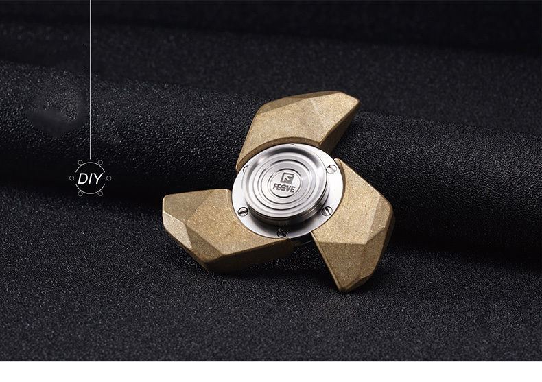 FEGVE Diy Fidget Hand Spinner Triangle Matte Brass/Copper Finger Toy EDC