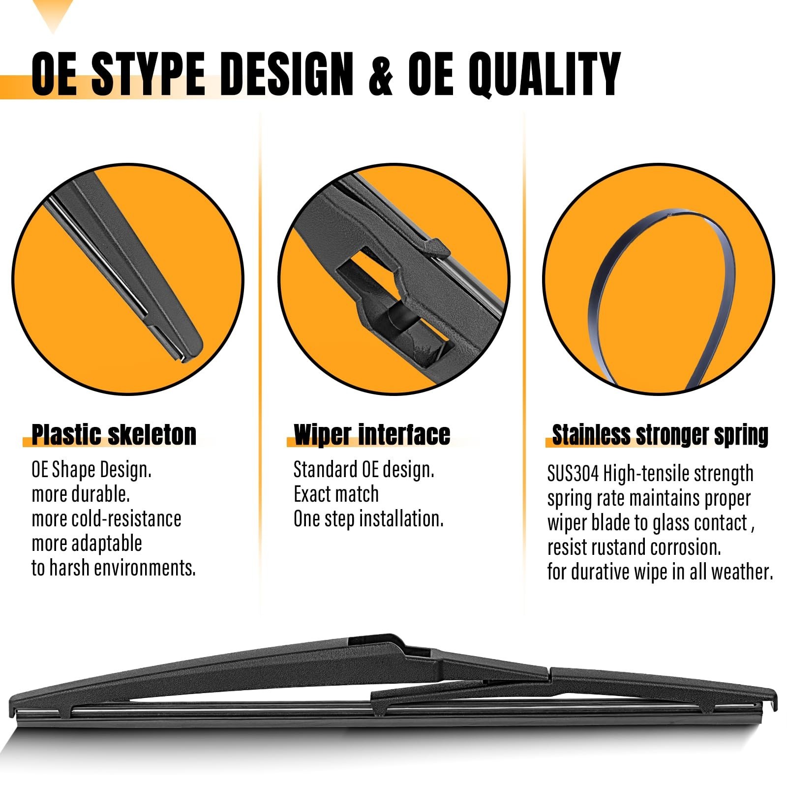 AUTOBOO 12 Inch Rear Wiper Blade Replacement for Toyota Rav4 2001-2023 Highla…