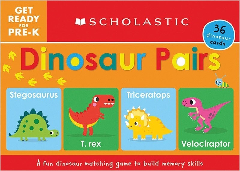 Scholastic Matching Card Game 36 Cards Dinosaur or Rhyming Pairs Pre-K
