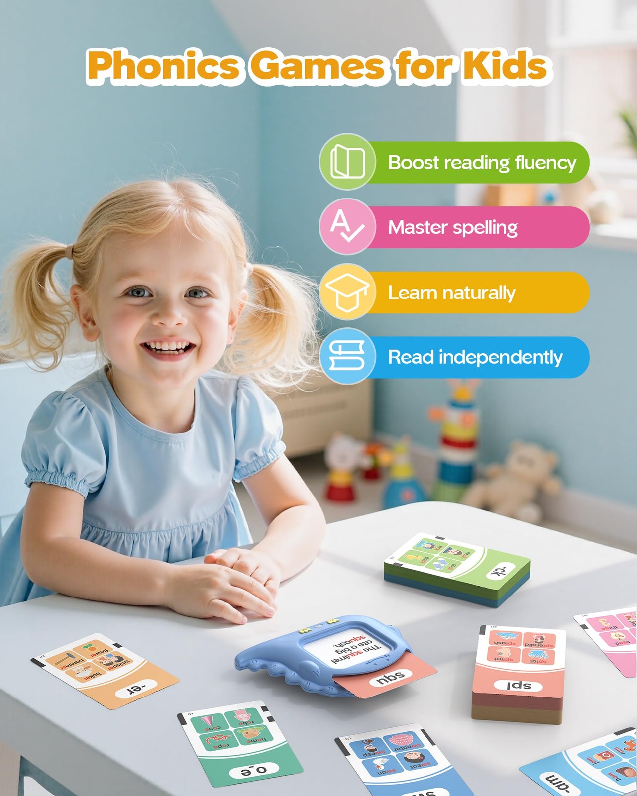 Phonics Talking Flash Cards for Toddlers 3-8, Learn to Read in 20 Stages, Dig…