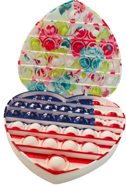 2 Pack Pop It Fidget toy Heart Shaped American Flag & Colorful