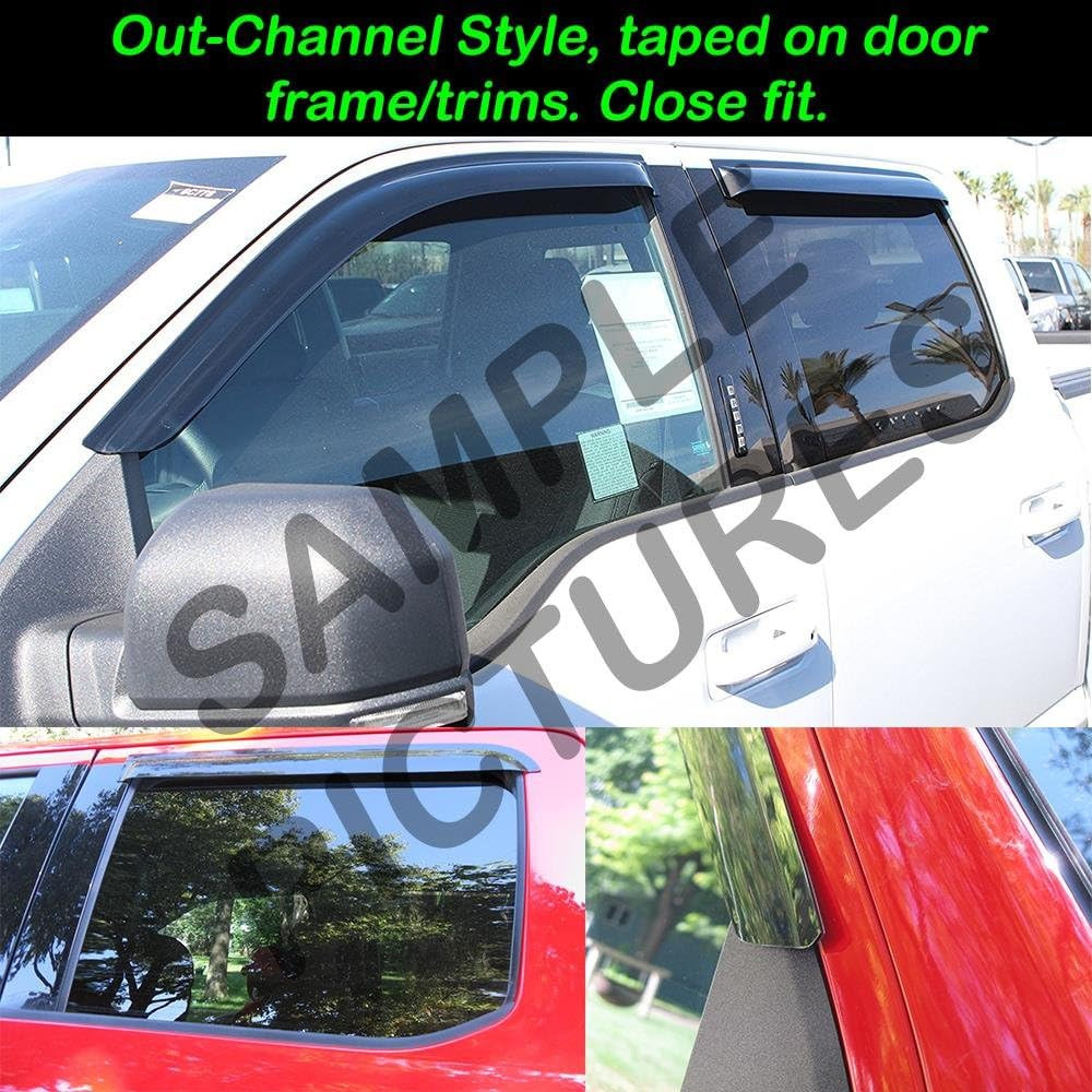 Smoked Out-Channel Window Vent Guard Rain Visors for 2011-2016 Hyundai Elantra S