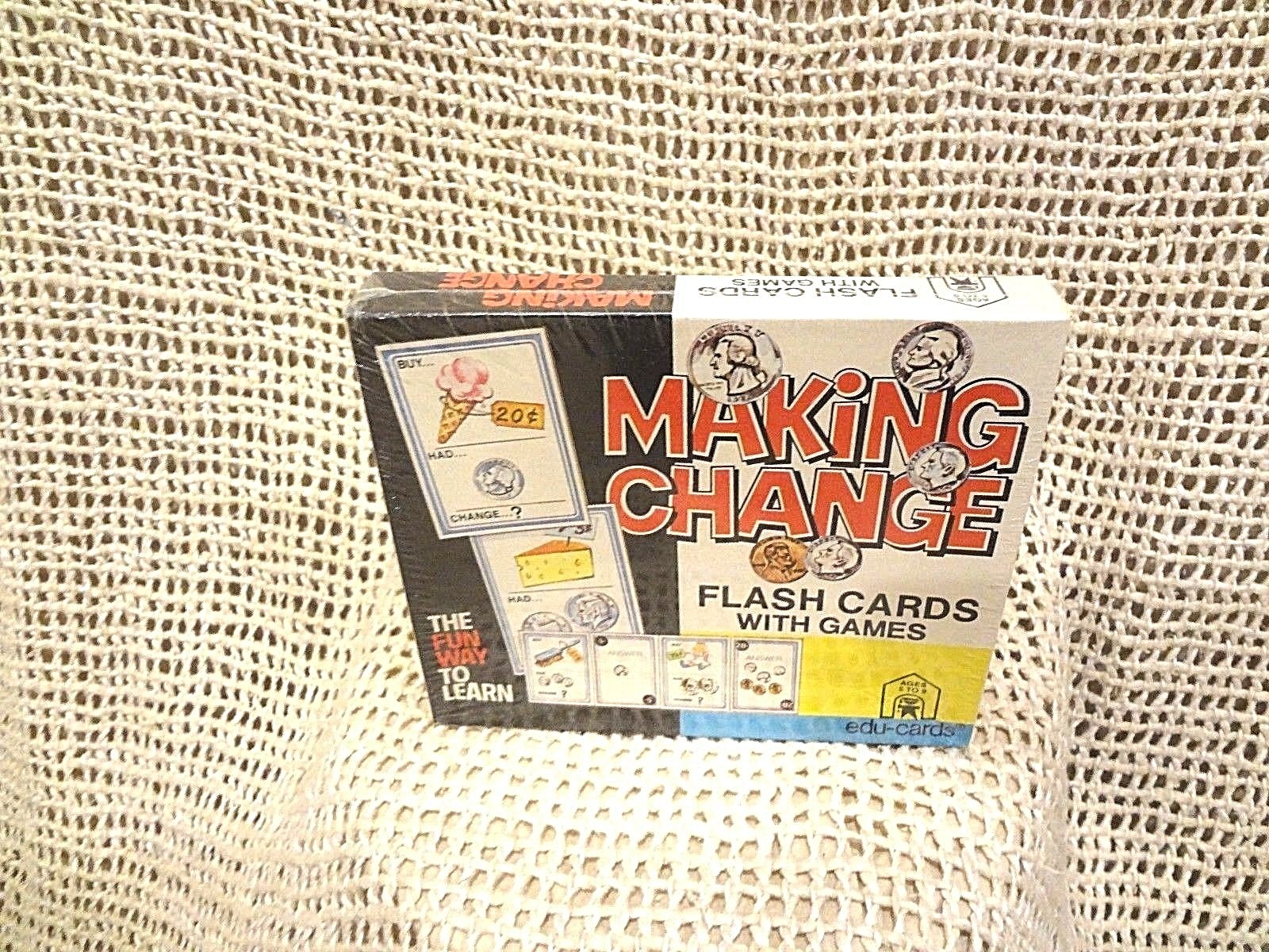 Vtg 1977 Binney & Smith MAKING CHANGE Flash Cards w/ Games ORIG. FACTORY SEALED