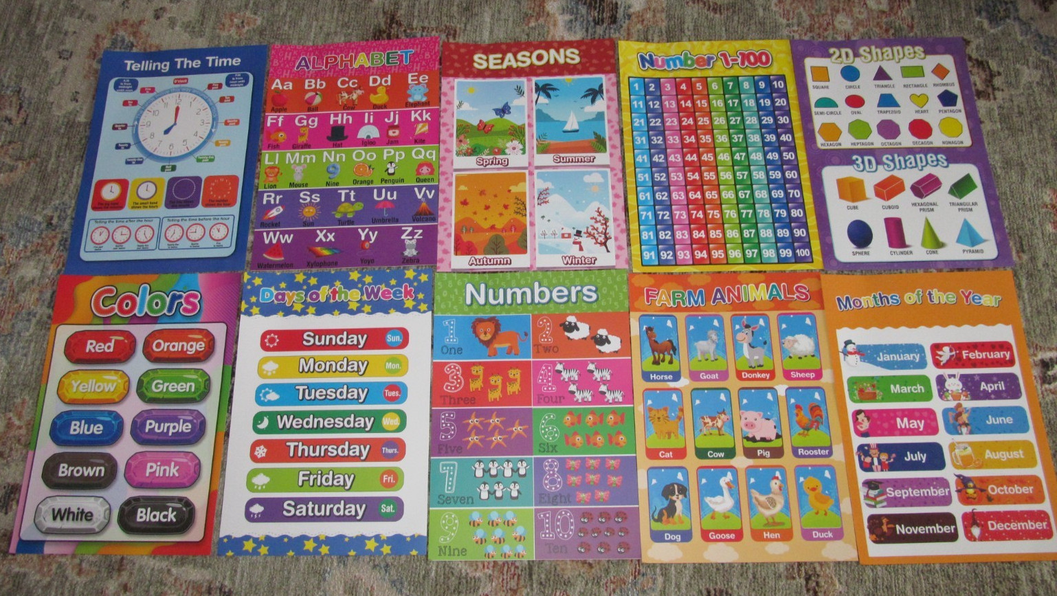 Preschool Educational Learning 11″ x 15.75″ Lot of 10 Posters