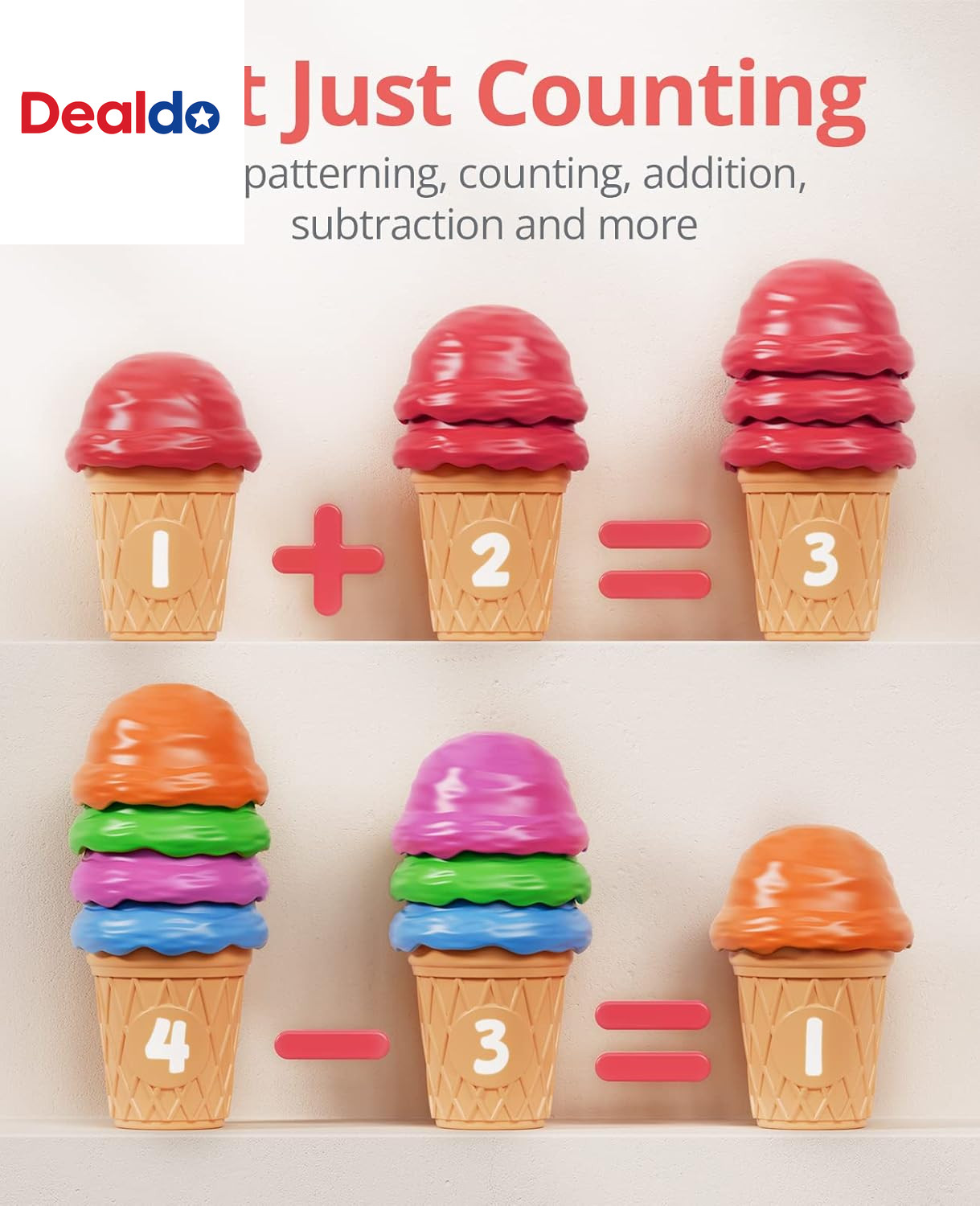 Ice Cream Preschool Learning Activities Counting and Color Sorting Set Stacking