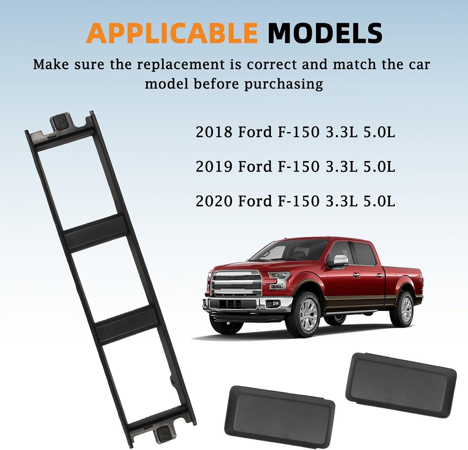 18-20 Ford F150 Front Bumper Guards Pads End Caps Cover Insert + Front Bumper