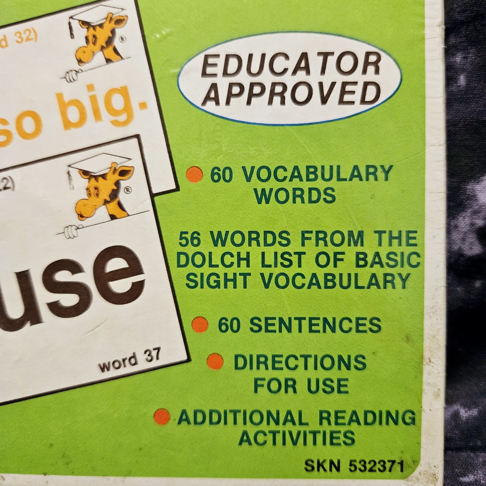 Geoffrey Flash Cards Pre-Primer Words Educator Approved 60 Vocabulary Words New