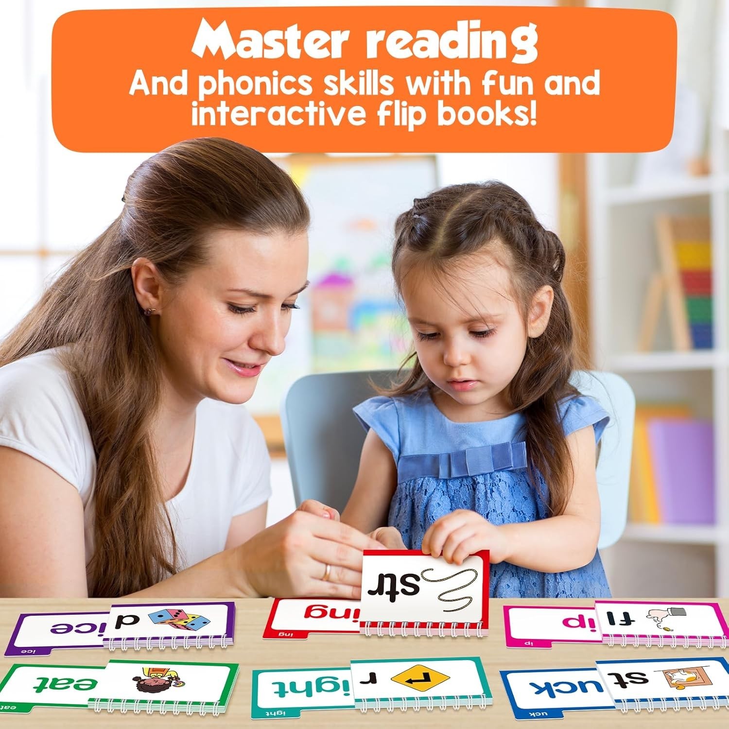 Phonics Flash Cards Word Family Build Book,Learn to Read 30 Read and Rhyme Fl…