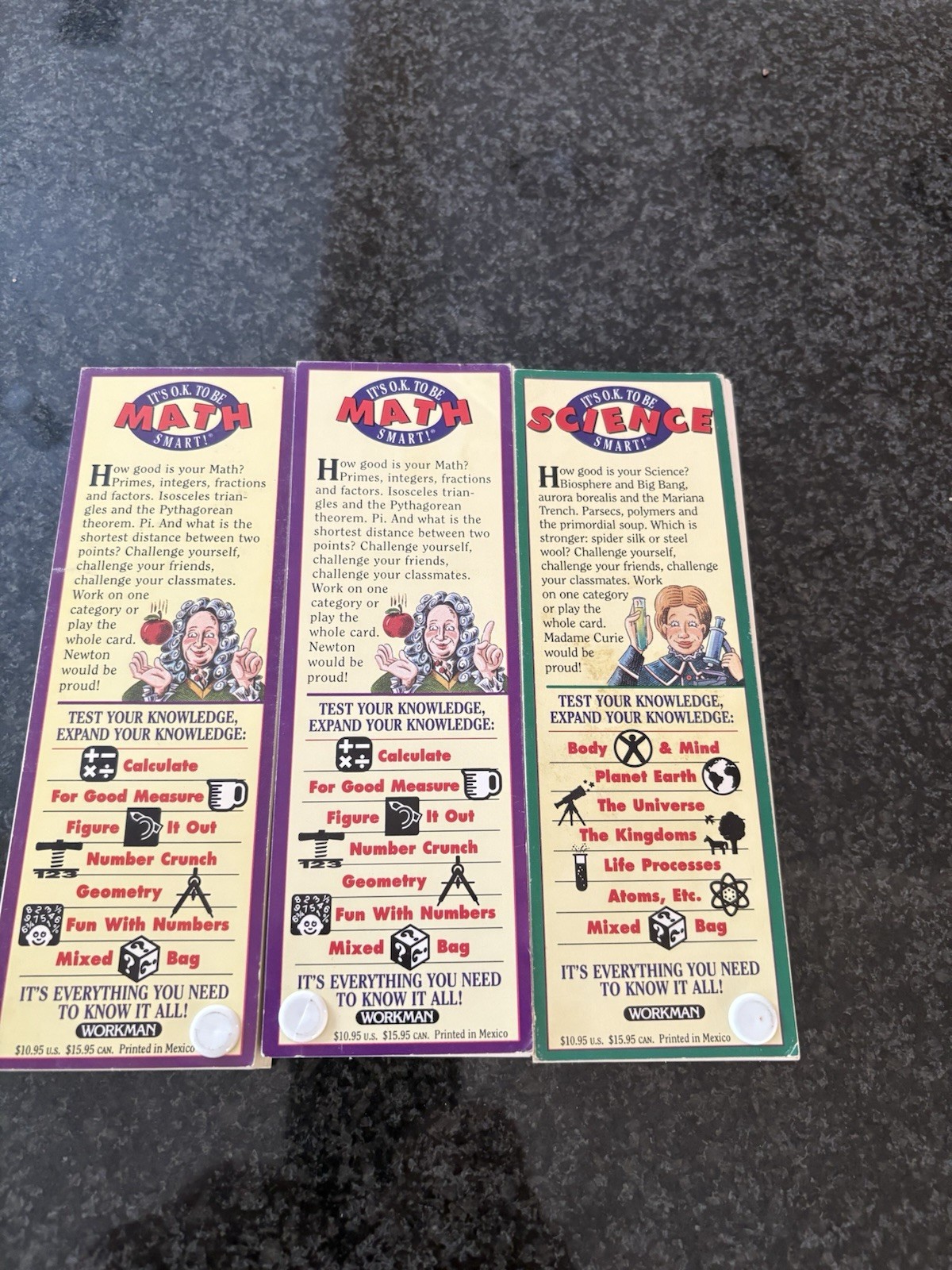 Lot Of 3 Decks Vintage Brain Quest Sets Ages 8-13 Math/science Pack GRADES 4-6