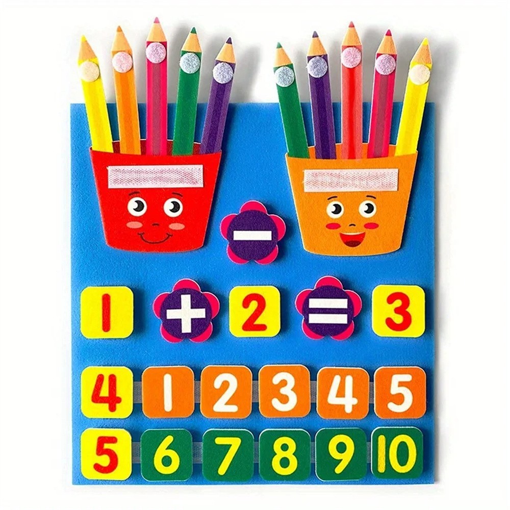 Felt Math Learning Teaching Board Kids Addition Subtraction Educational Toy