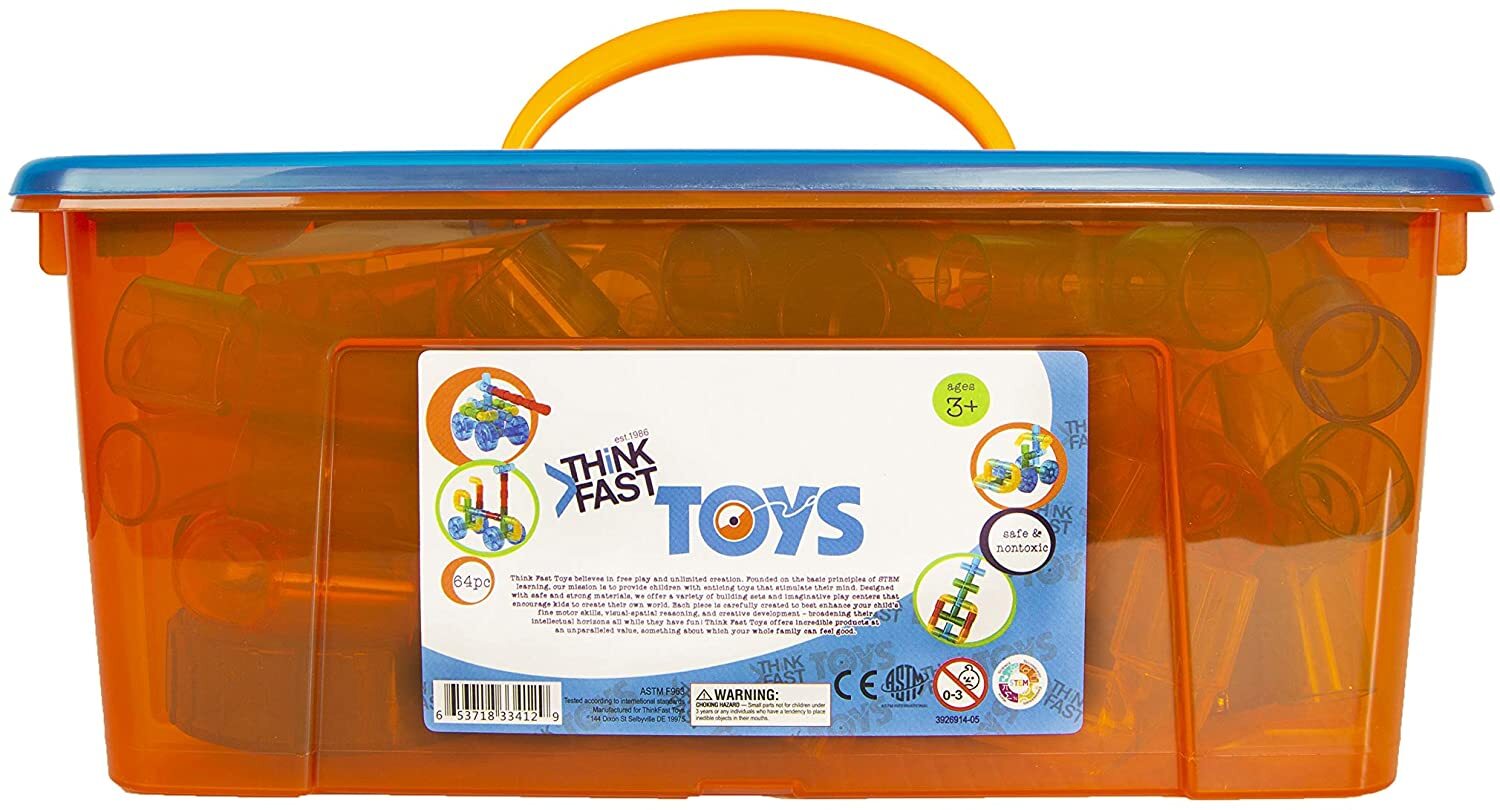 Think Fast Toys – Translucent Plastic Tube Manipulatives Set in Assorted Colors
