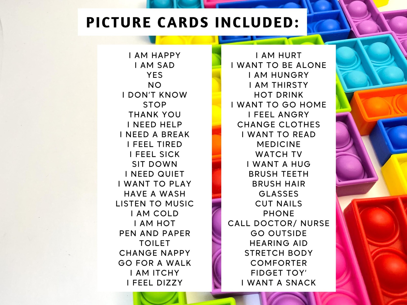 Plastic Communication Cards for Non Verbal Children and Adults with Autism, S…